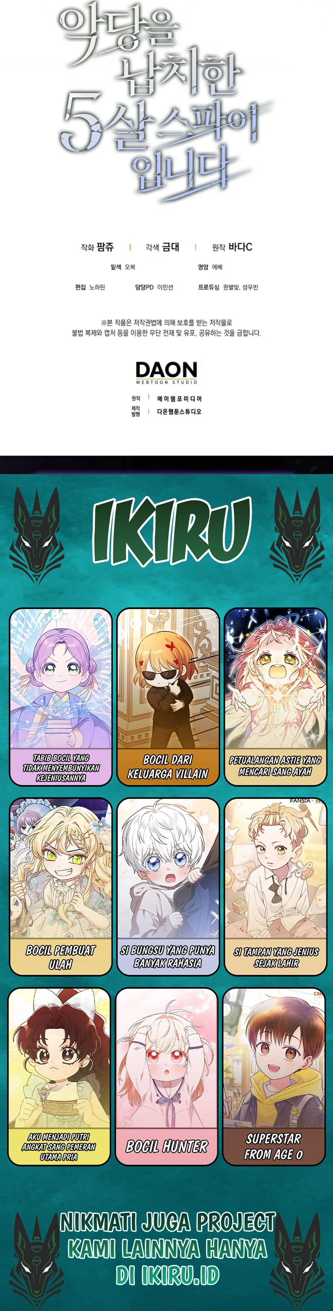 Read Aku Adalah Mata-Mata Berusia 5 tahun Yang Menculik Seorang Penjahat ID Manga Online