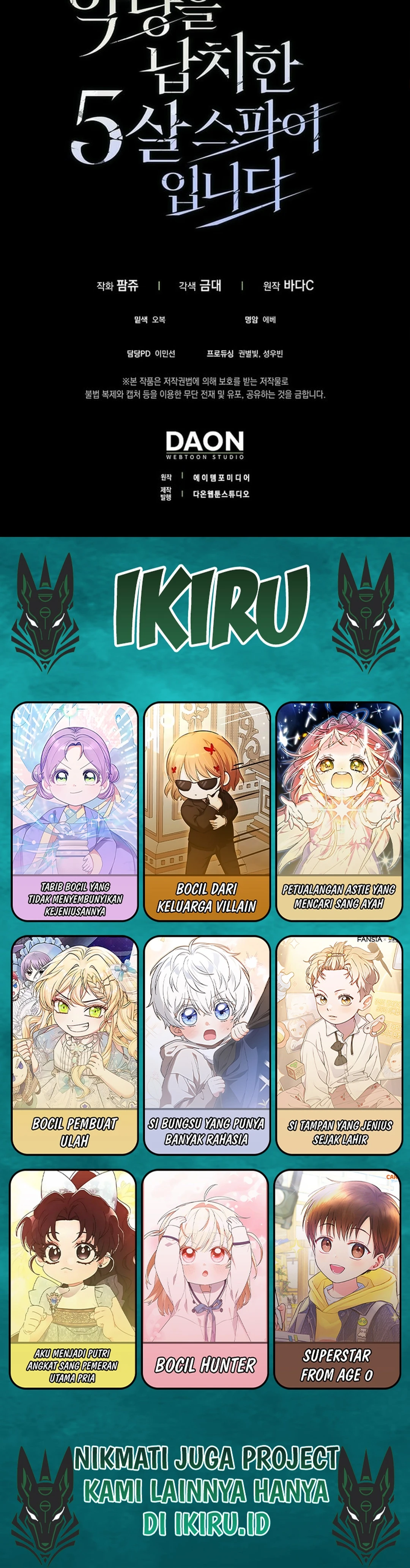 Read Aku Adalah Mata-Mata Berusia 5 tahun Yang Menculik Seorang Penjahat ID Manga Online