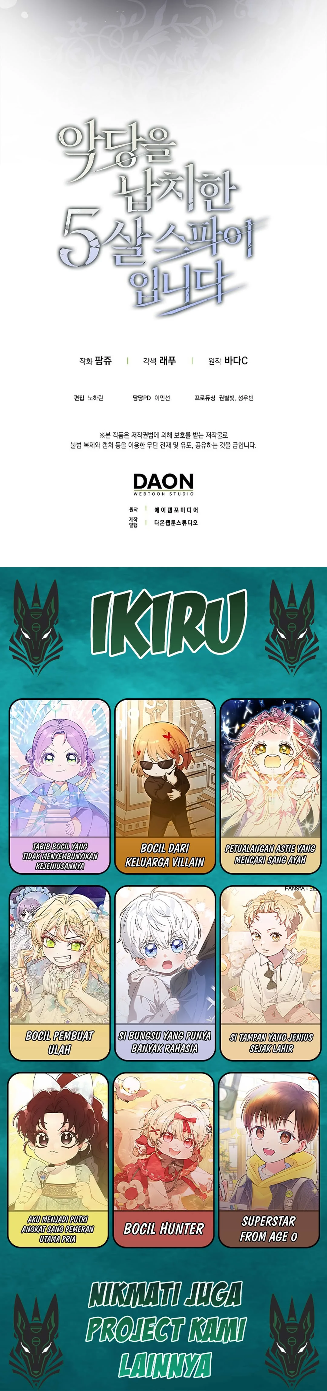 Read Aku Adalah Mata-Mata Berusia 5 tahun Yang Menculik Seorang Penjahat ID Manga Online