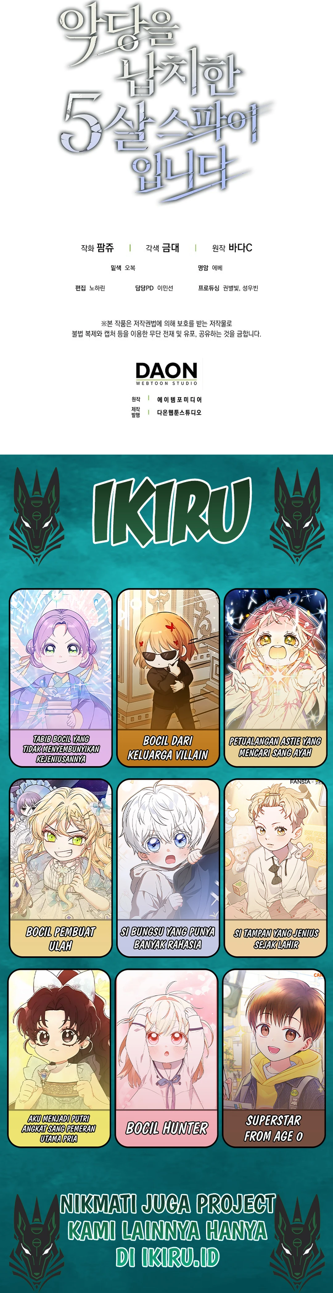 Read Aku Adalah Mata-Mata Berusia 5 tahun Yang Menculik Seorang Penjahat ID Manga Online