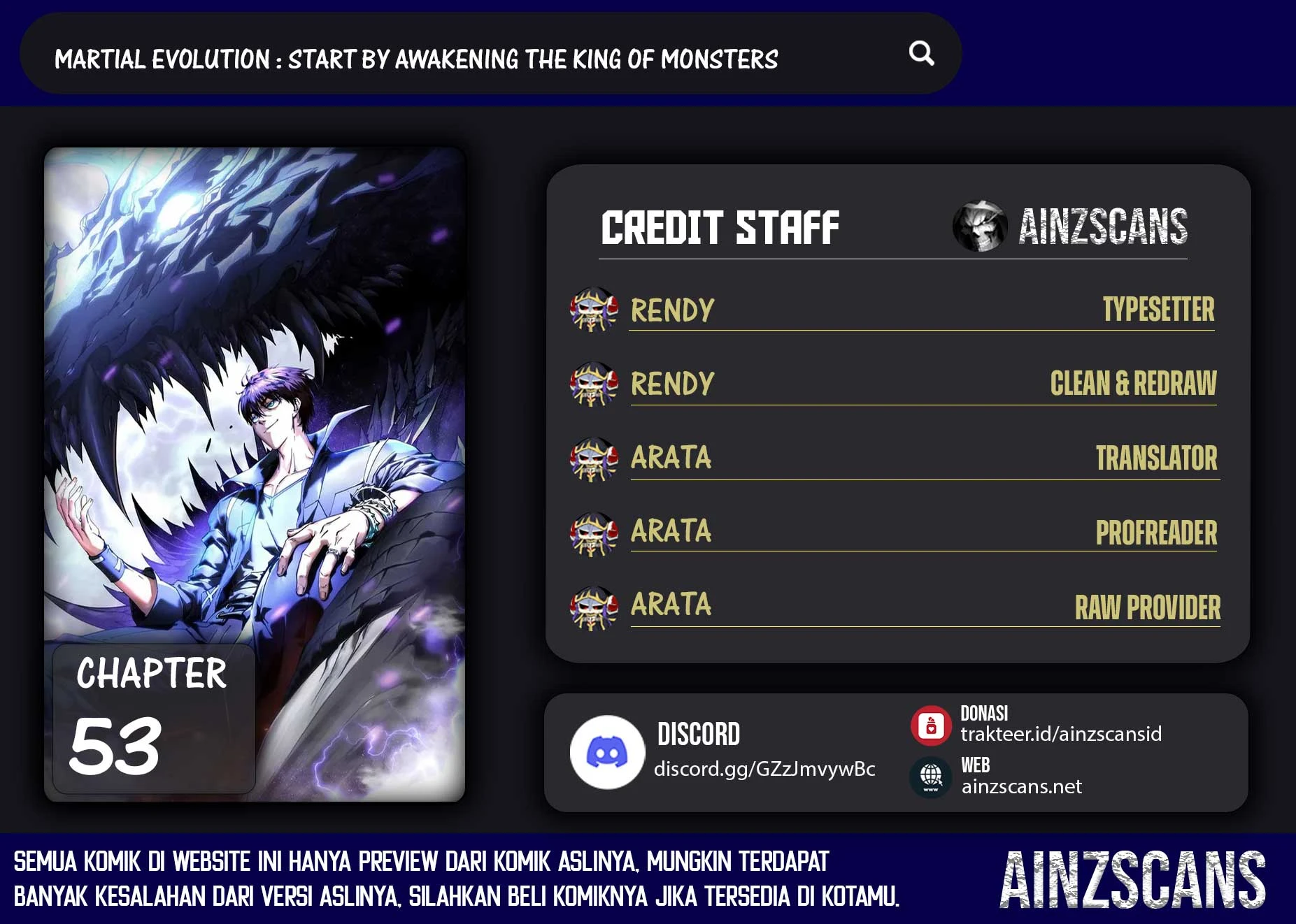 Read Martial Evolution Start by Awakening the King of Monsters ID Manga Online